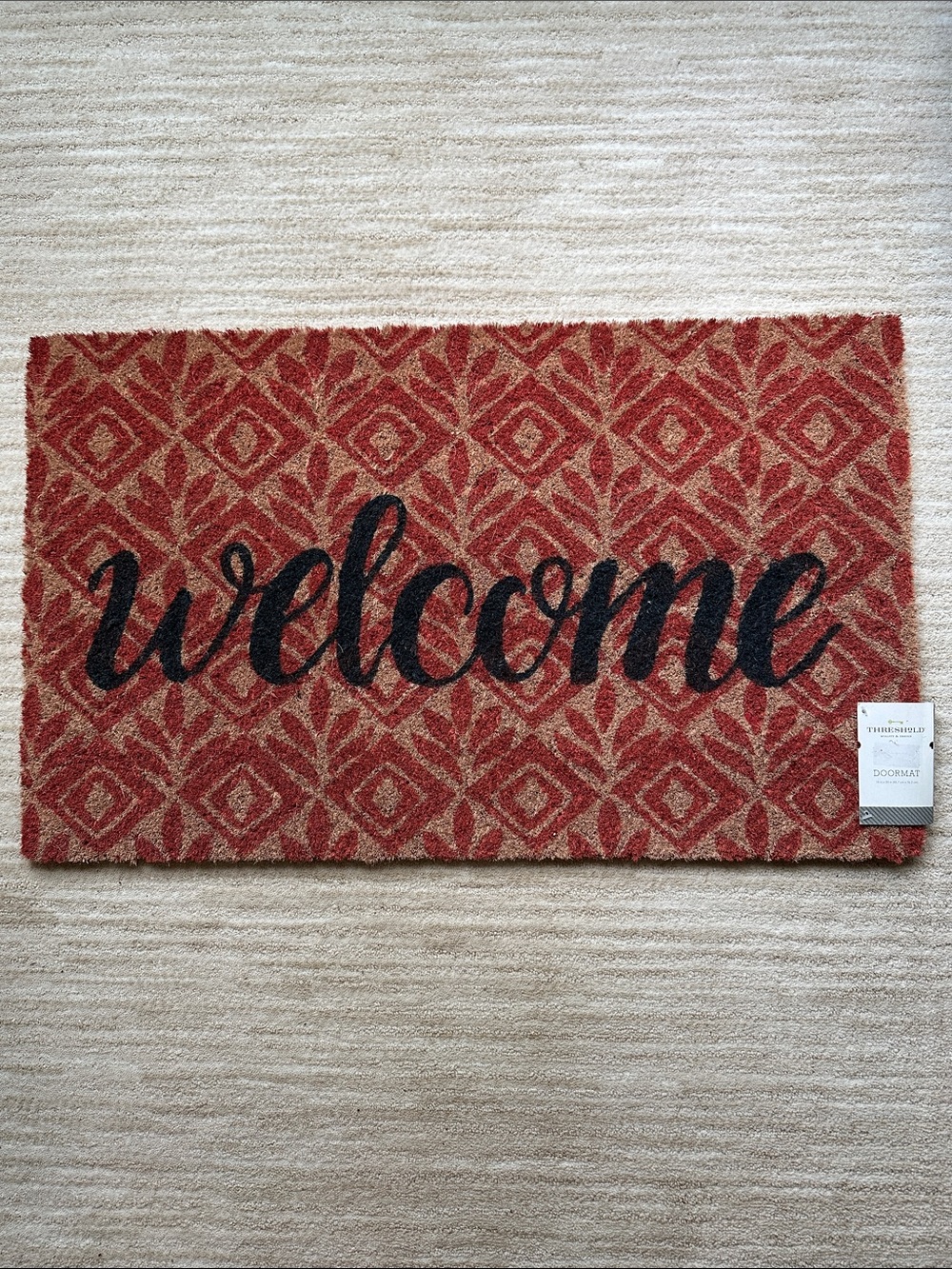 Threshold Welcome Print Coral Doormat Entryway Outdoor Coir 18”x30”